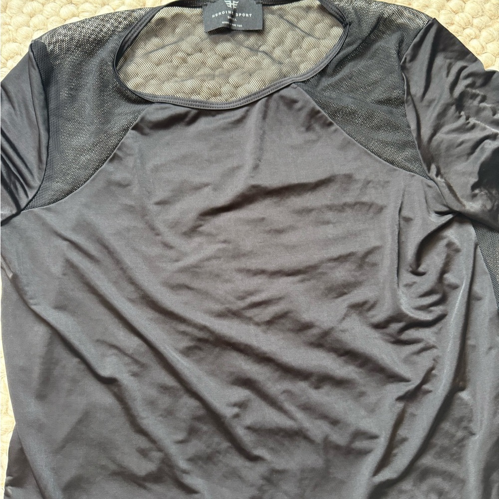 Heroine Sport Black Short Sleeve Mesh Top